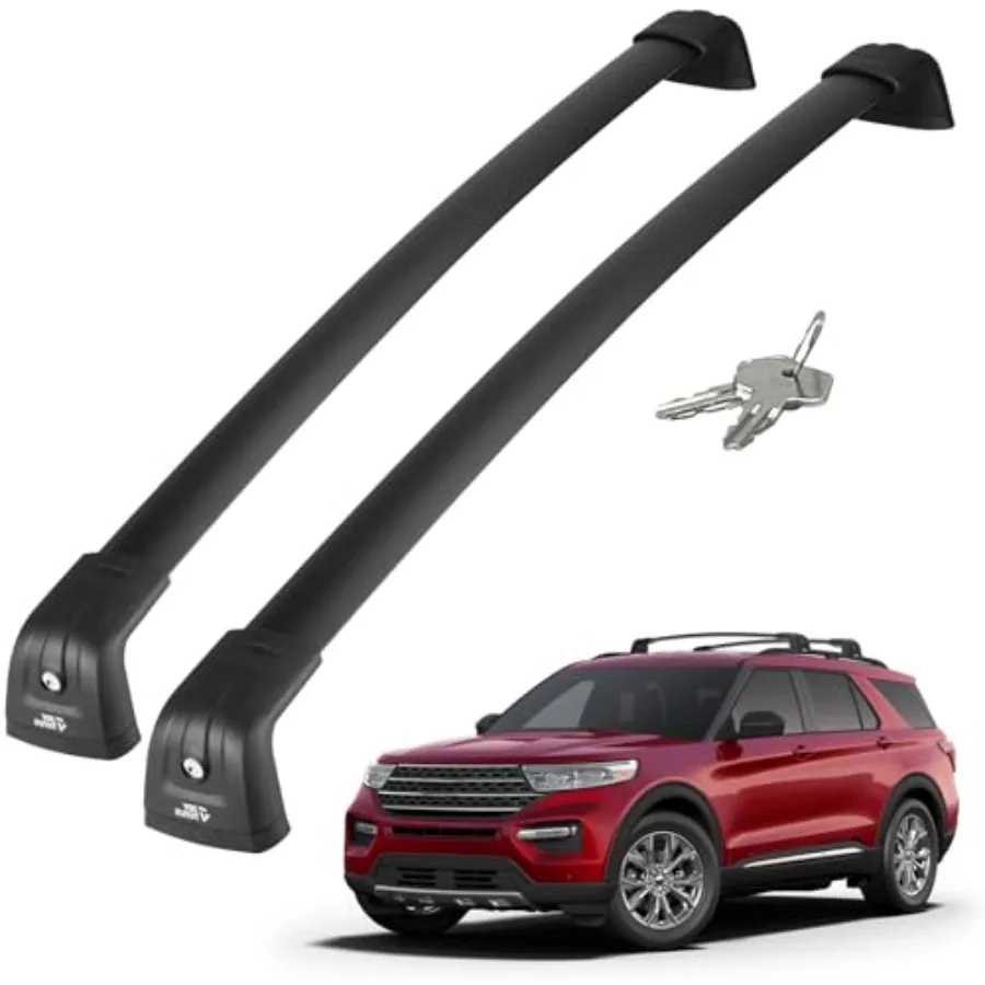 Heavy Duty Aluminum Lockable Roof Rack Cross Bars for Ford Explorer 2020-2026: Anti-Theft, Black, Corrosion-Resistant Load-Secu
Heavy Duty Aluminum Lockable Roof Rack Cross Bars for Ford Explorer 2020-2026: Anti-Theft, Black, Corrosion-Resistant Load-Secu