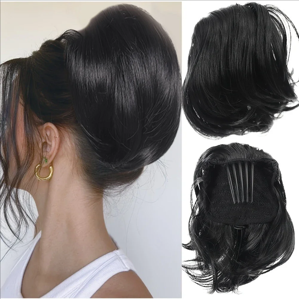 Natural Synthetic Grip Clip Ponytail Inner Buckle Clip On Woman's Ponytail Smooth Hair piece Short Roll
Natural Synthetic Grip Clip Ponytail Inner Buckle Clip On Woman's Ponytail Smooth Hair piece Short Roll