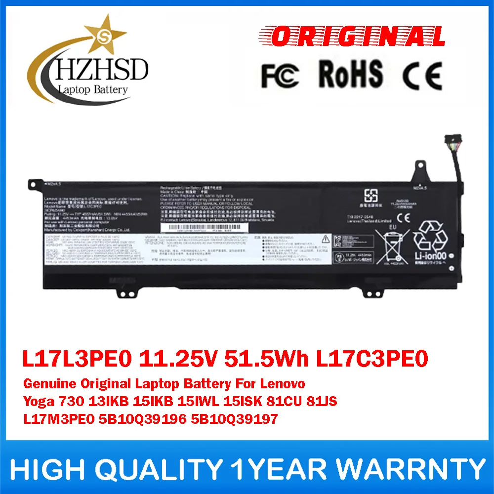 L17L3PE0 11.25V 51.5Wh 4587mAh L17C3PE0 L17M3PE0 Оригинальный аккумулятор для ноутбука Lenovo Yoga 730 13IKB 15IKB 15IWL 81JS 81CU
L17L3PE0 11.25V 51.5Wh 4587mAh L17C3PE0 L17M3PE0 Оригинальный аккумулятор для ноутбука Lenovo Yoga 730 13IKB 15IKB 15IWL 81JS 81CU