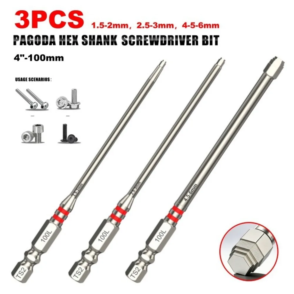 3/6PCS High Hardness Electric Screwdriver Bits Set Non-slip Strong Magnetism Magnetic Batch Head Pagoda-Shaped Design
3/6PCS High Hardness Electric Screwdriver Bits Set Non-slip Strong Magnetism Magnetic Batch Head Pagoda-Shaped Design