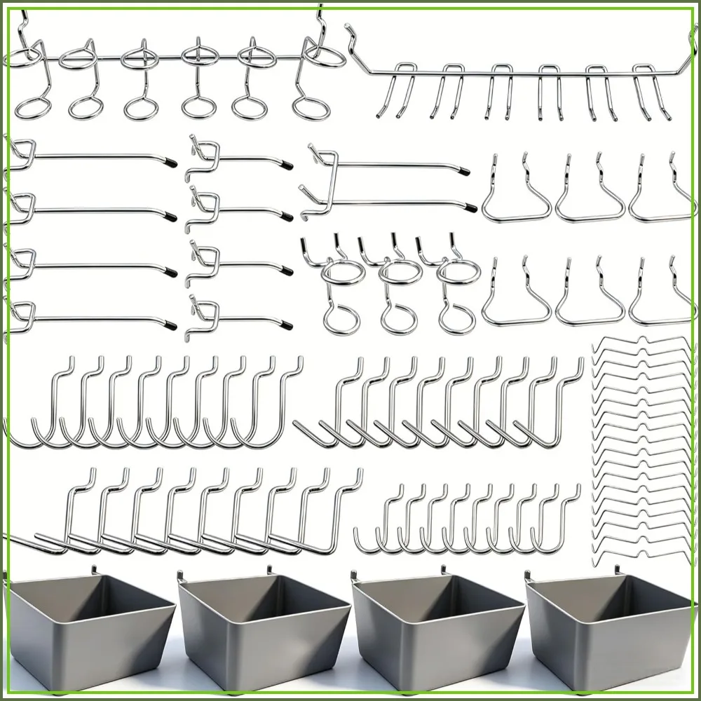 Pegboard Hooks Assortment with Bins, Peg Locks, for Organizing Various Tools, 80 Piece
Pegboard Hooks Assortment with Bins, Peg Locks, for Organizing Various Tools, 80 Piece