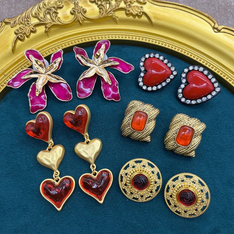 Romantic Earrings Heart Flower Alloy Metal Textured Accessoies Birthday Christmas Pendientes For Women
Romantic Earrings Heart Flower Alloy Metal Textured Accessoies Birthday Christmas Pendientes For Women