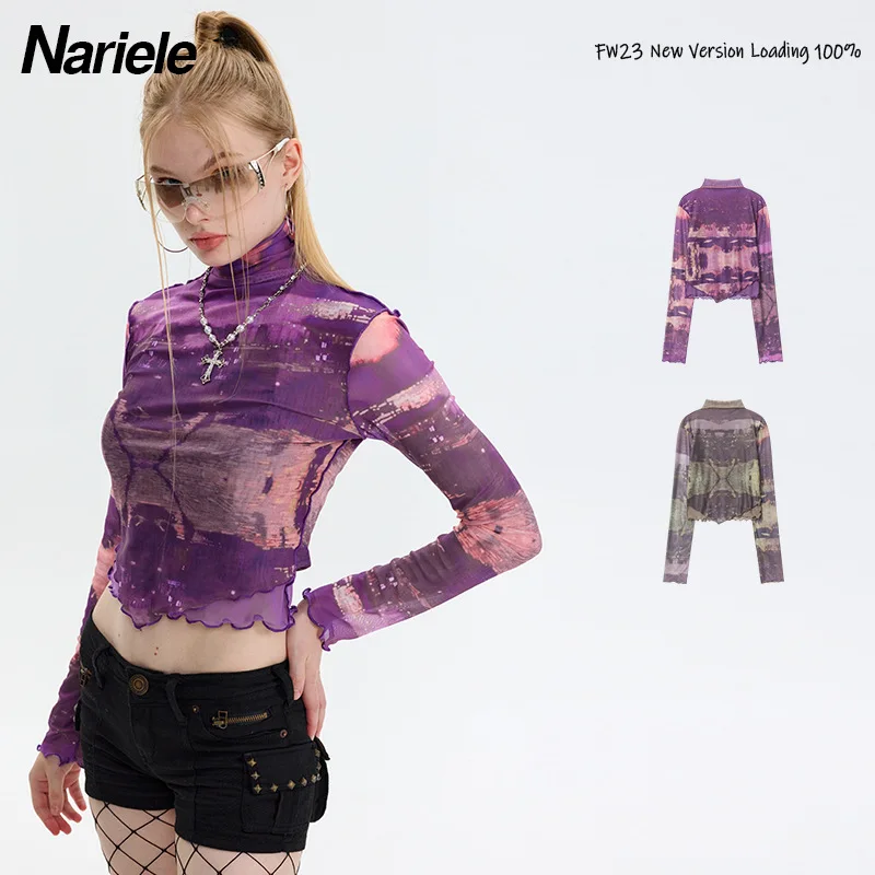 Long Sleeve Shirt Women Befree Autumn Thin Underlay Women's Half High Collar Mesh Ink Printing Slim Fit Top T-shirt Trendy
Long Sleeve Shirt Women Befree Autumn Thin Underlay Women's Half High Collar Mesh Ink Printing Slim Fit Top T-shirt Trendy