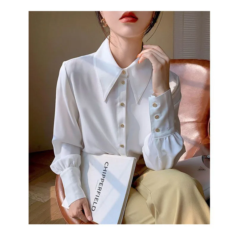 Loose Casual White Shirts for Women Blusas Turn-down Collar Solid Shirt Female Office Ladies Tops Spring Autumn Chiffon Blouses
Loose Casual White Shirts for Women Blusas Turn-down Collar Solid Shirt Female Office Ladies Tops Spring Autumn Chiffon Blouses