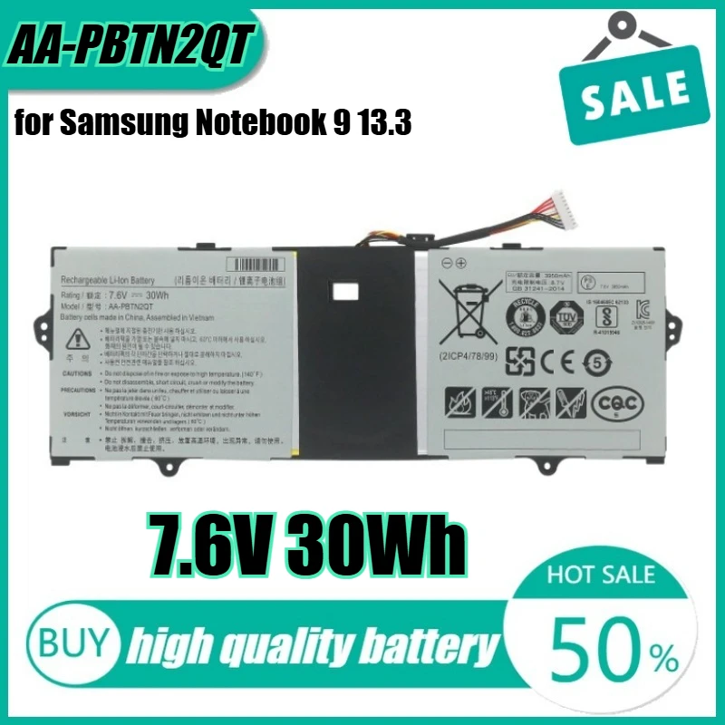 7.6V 30Wh AA-PBTN2QT Laptop Battery for Samsung Notebook 9 13.3 NT900X3N NP900X3N+Tool
7.6V 30Wh AA-PBTN2QT Laptop Battery for Samsung Notebook 9 13.3 NT900X3N NP900X3N+Tool