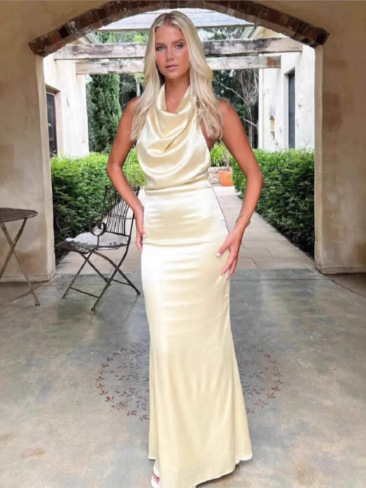 Dresses 2025 Woman Elegant Long Dress Waist Slimming Fishtail Vestidos Evening Dress Solid Color Temperament Sexy Sleeveless
Dresses 2025 Woman Elegant Long Dress Waist Slimming Fishtail Vestidos Evening Dress Solid Color Temperament Sexy Sleeveless