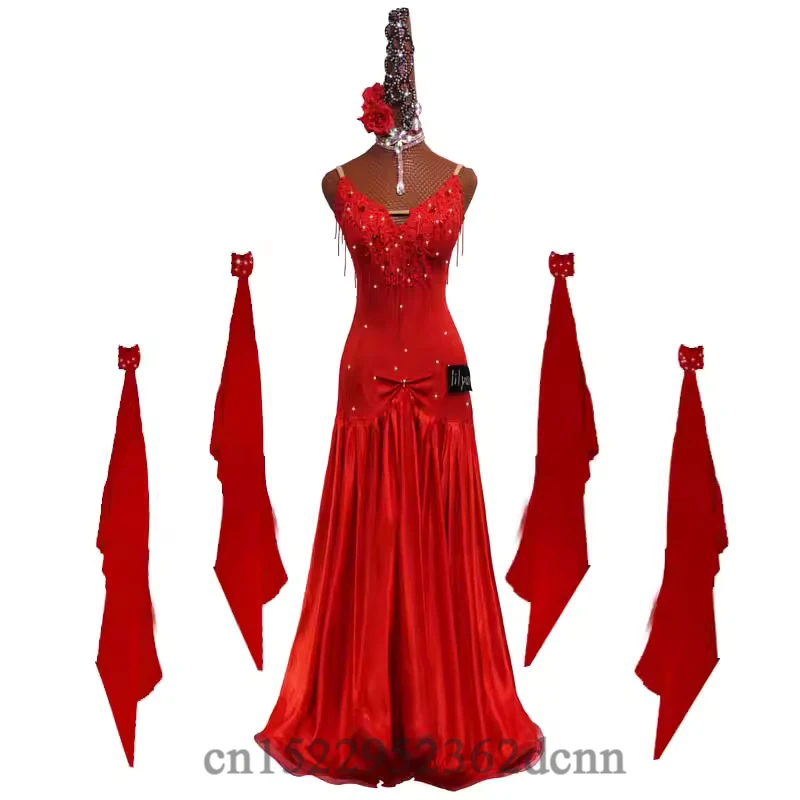 Ballroom Dance Dress Standard Skirt Competition Dress Costumes Performing Dresses Customize Adult Children Wine Red Embroidered
Ballroom Dance Dress Standard Skirt Competition Dress Costumes Performing Dresses Customize Adult Children Wine Red Embroidered