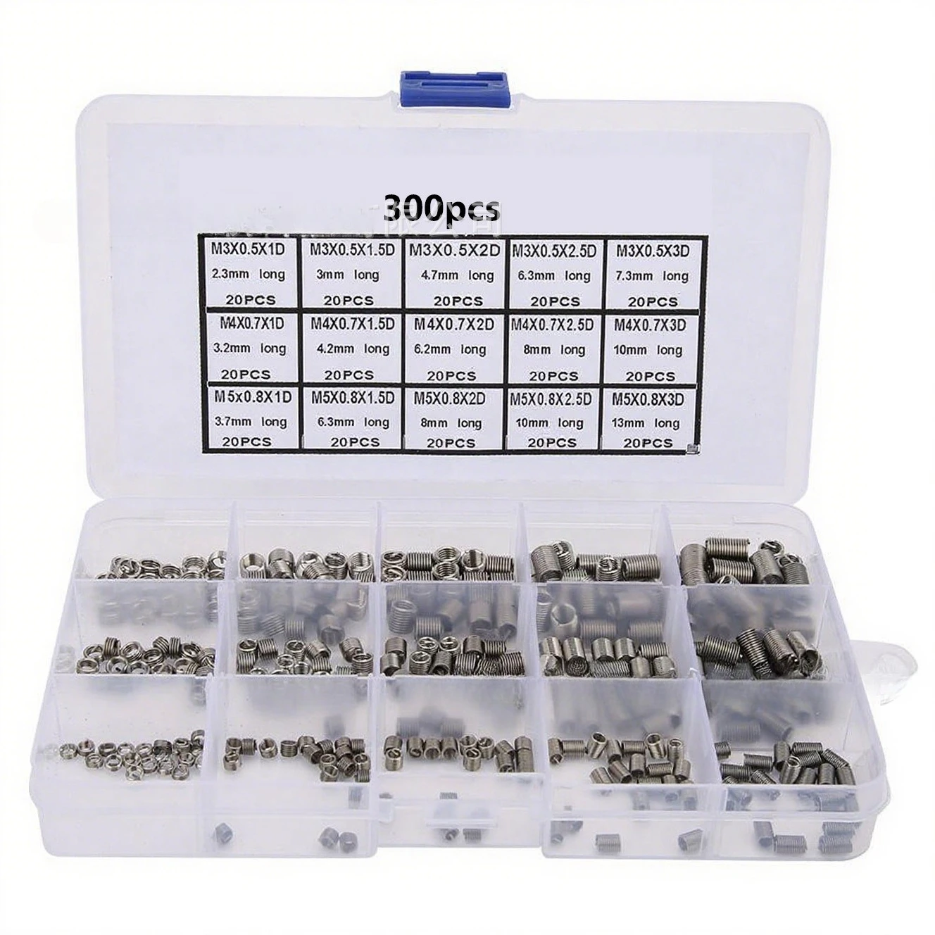 300Pcs Boxed 304 Stainless Steel Wire Thread Insert M3-M5 Thread Repair Helicoil Kit
300Pcs Boxed 304 Stainless Steel Wire Thread Insert M3-M5 Thread Repair Helicoil Kit