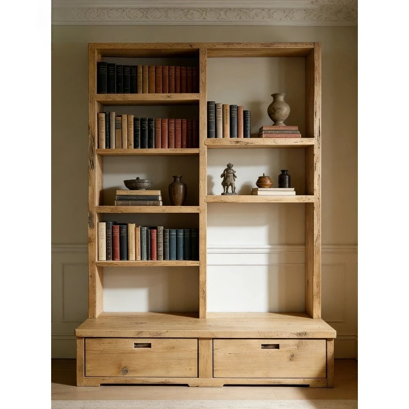 Elm solid wood against the wall floor rack multi-layer storage bookcase household
Elm solid wood against the wall floor rack multi-layer storage bookcase household