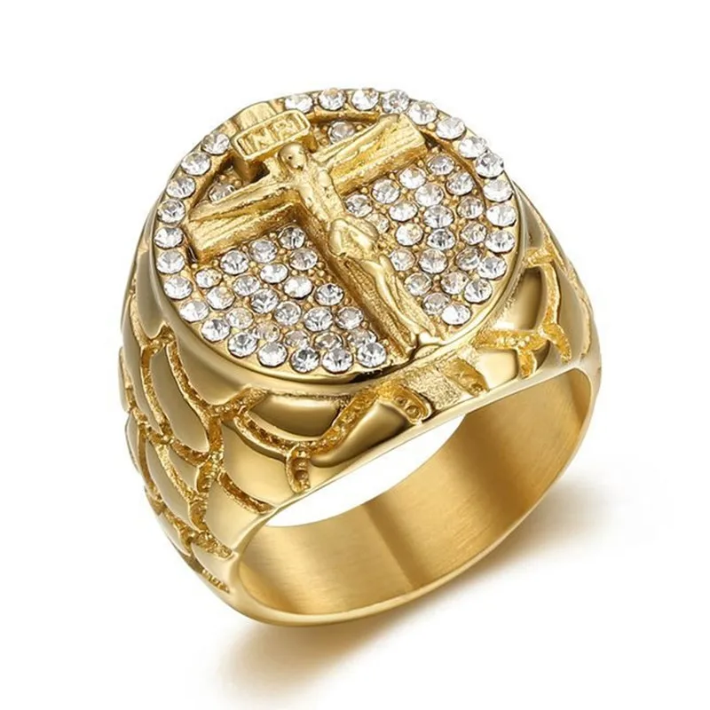 Мужские кольца из нержавеющей стали с резными крестами и сверкающими бриллиантами, крутые мужские ремешки на палец из 18-каратного золота, аксессуар в стиле хип-хоп
Мужские кольца из нержавеющей стали с резными крестами и сверкающими бриллиантами, крутые мужские ремешки на палец из 18-каратного золота, аксессуар в стиле хип-хоп