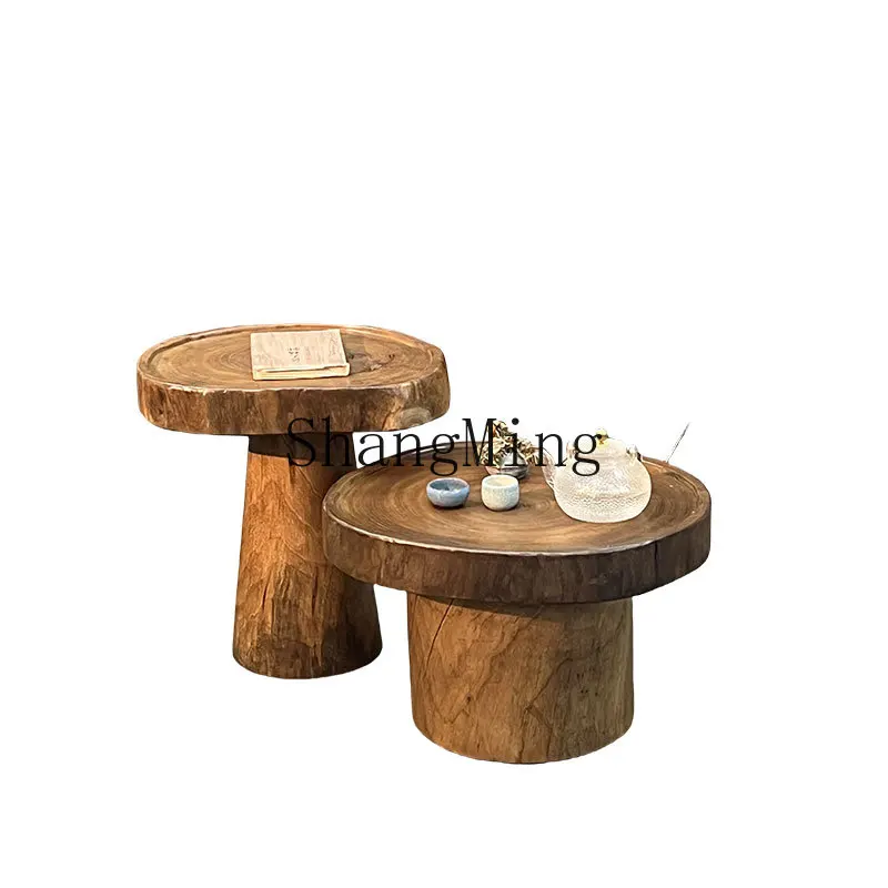 CL wabi-sabi wind solid wood small coffee table living room household round side table high and low combination
CL wabi-sabi wind solid wood small coffee table living room household round side table high and low combination