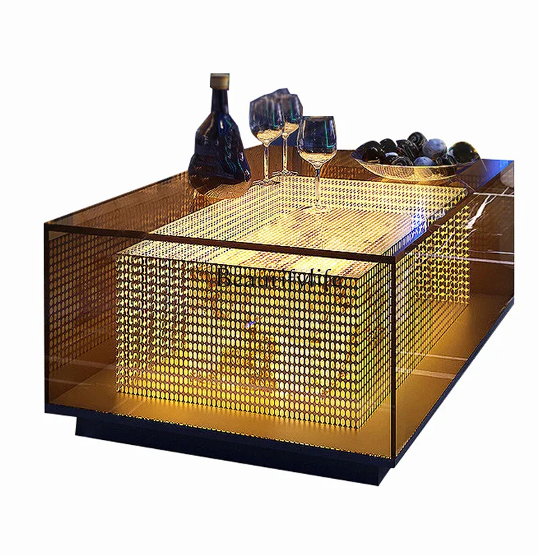 KTV coffee table luminous tempered glass box stainless steel special bar counter
KTV coffee table luminous tempered glass box stainless steel special bar counter