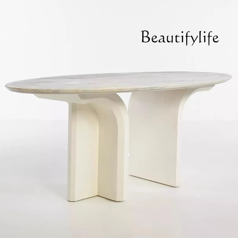 French retro marble dining table wabi wind home oval dining medieval creative light luxury workbench
French retro marble dining table wabi wind home oval dining medieval creative light luxury workbench