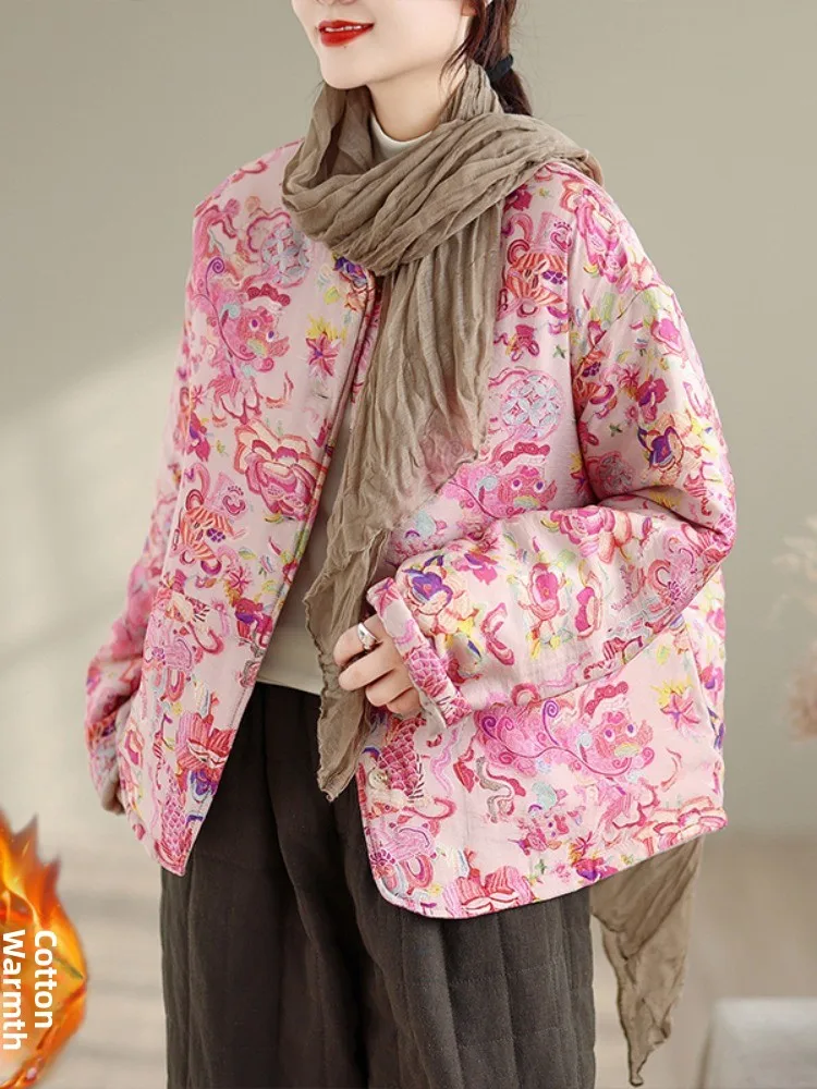 Artsy Cotton Flannel Thickened Printed Women's Jacket Home Wear Large Size Winter Coat Warm Retro Floral Outerwear
Artsy Cotton Flannel Thickened Printed Women's Jacket Home Wear Large Size Winter Coat Warm Retro Floral Outerwear