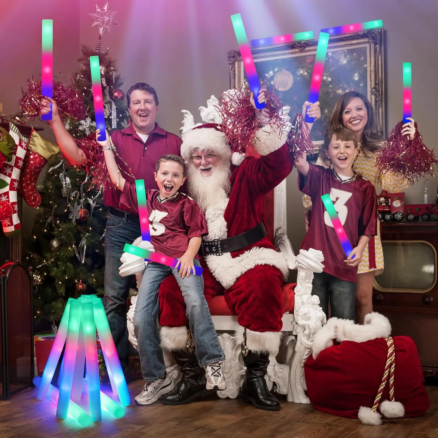 80PCS Christmas Party Foam Glow Sticks, Light up Bulk with 3 Modes Colorful Flashing, Glow in the Dark Party, Halloween, XMAS
80PCS Christmas Party Foam Glow Sticks, Light up Bulk with 3 Modes Colorful Flashing, Glow in the Dark Party, Halloween, XMAS