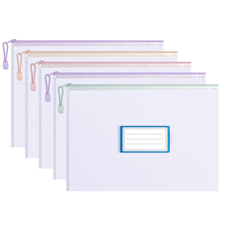 5pcs/Lot PVC A4 File Bag Subject Classification Zipper Mesh Bag Transparent File Storage Case Office Data Archive Bag With Label
5pcs/Lot PVC A4 File Bag Subject Classification Zipper Mesh Bag Transparent File Storage Case Office Data Archive Bag With Label