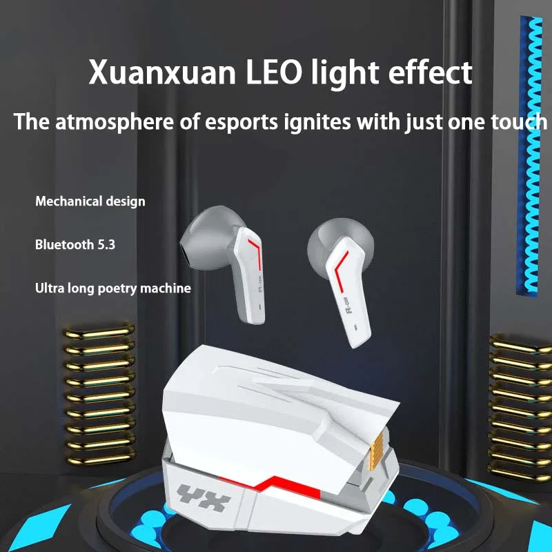 New cross-border R08 gaming low latency Bluetooth earphones with ultra long battery life and high power, mecha style earphones
New cross-border R08 gaming low latency Bluetooth earphones with ultra long battery life and high power, mecha style earphones