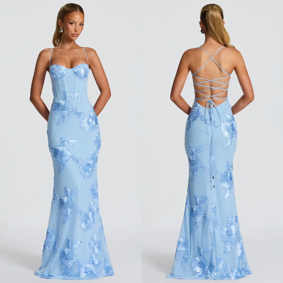 Chic 3D Floral Spaghetti Straps Prom Dresses With Elastic Lining Sweetheart Backless Bodycon Mermaid Fashion Dating Evening Gown
Chic 3D Floral Spaghetti Straps Prom Dresses With Elastic Lining Sweetheart Backless Bodycon Mermaid Fashion Dating Evening Gown