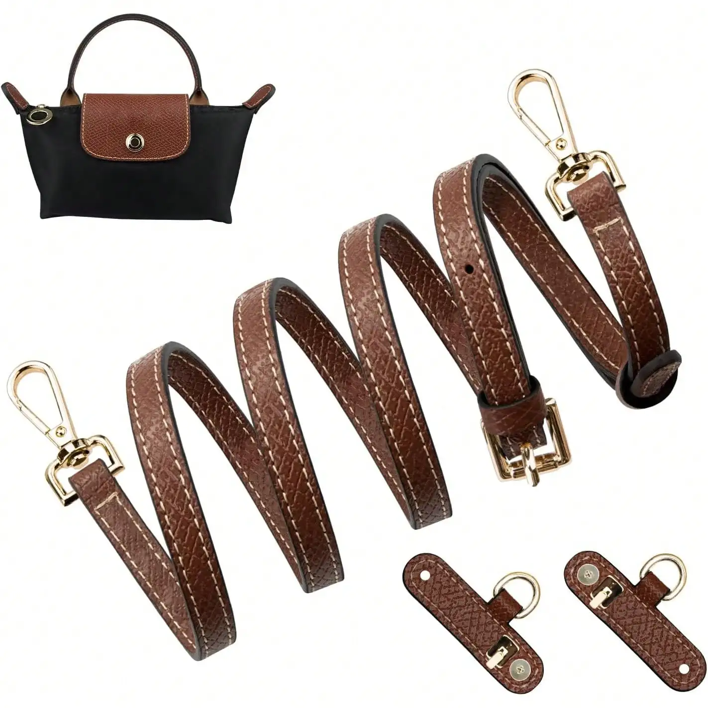 SOPROM Crossbody Strap For Mini Bag, Strap Kit For Long Champ Le Pliage(Width:11mm,Color:Brown&Gold)
SOPROM Crossbody Strap For Mini Bag, Strap Kit For Long Champ Le Pliage(Width:11mm,Color:Brown&Gold)