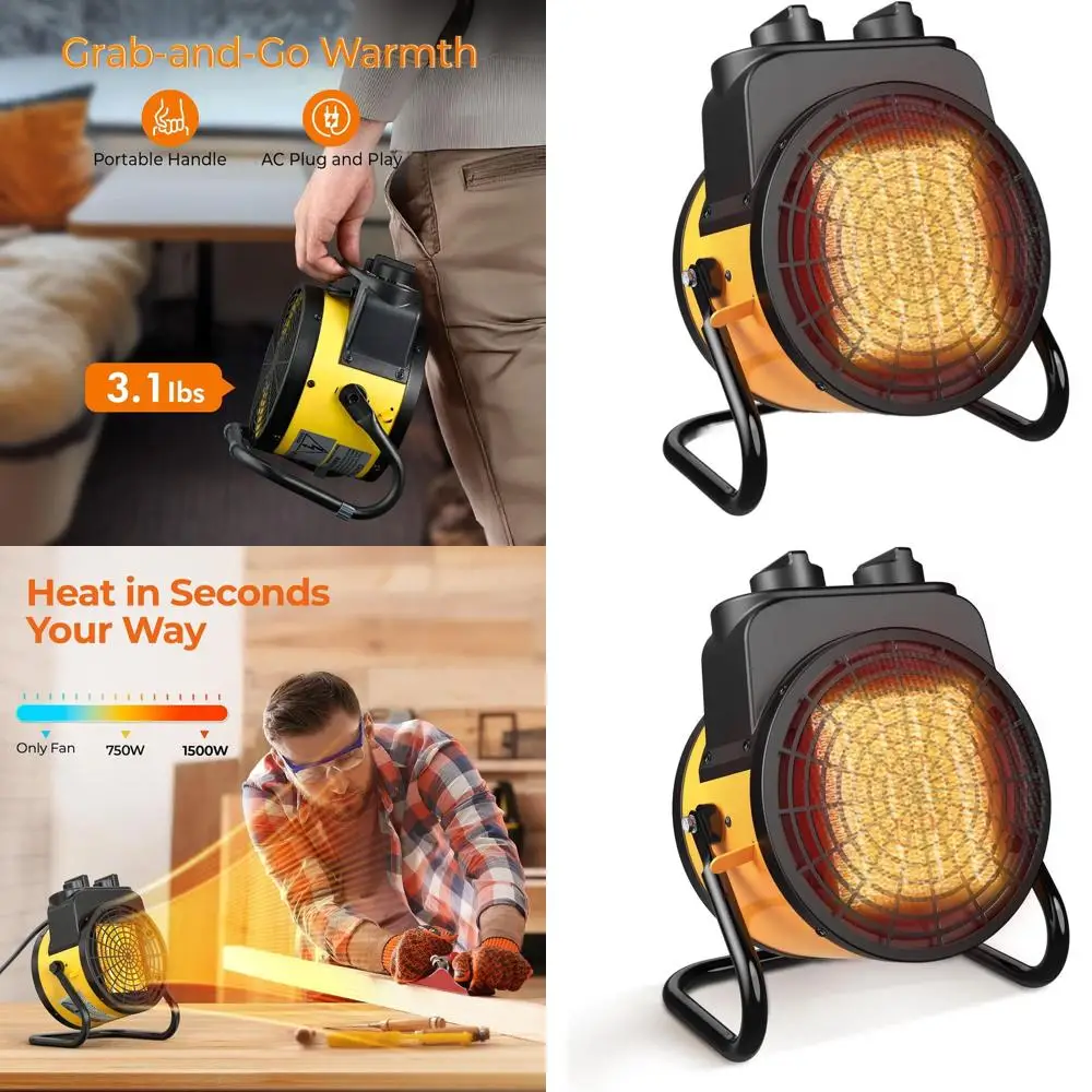 1500W Portable Outdoor Electric Heater with Thermostat, 3 Heat Modes, Overheat Protection, 90° Tilt for Greenhouses, Flower Room
1500W Portable Outdoor Electric Heater with Thermostat, 3 Heat Modes, Overheat Protection, 90° Tilt for Greenhouses, Flower Room