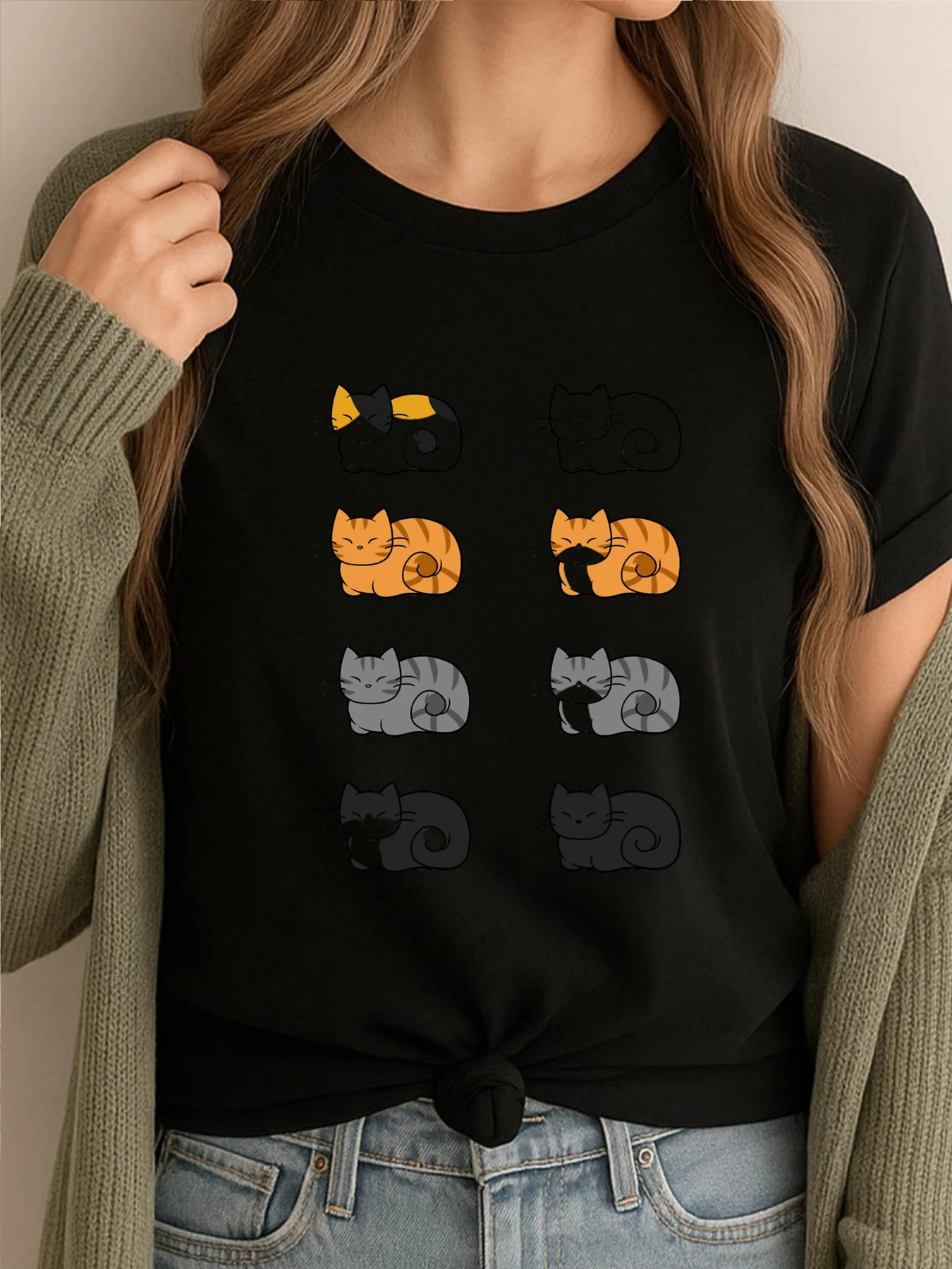 Футболка с рисунком кота, футболка унисекс, топы с принтом, женская милая рубашка большого размера, повседневная одежда для отдыха
Футболка с рисунком кота, футболка унисекс, топы с принтом, женская милая рубашка большого размера, повседневная одежда для отдыха