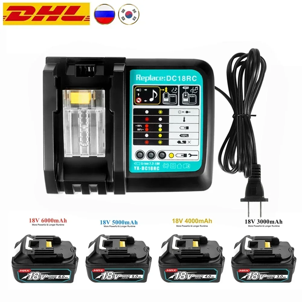 Makita 18V 6.0Ah Rechargeable Li-ion battery For Makita power tool 18 v Batteries BL1840 BL1850 BL1830 BL1860B LXT 400 + Charger
Makita 18V 6.0Ah Rechargeable Li-ion battery For Makita power tool 18 v Batteries BL1840 BL1850 BL1830 BL1860B LXT 400 + Charger