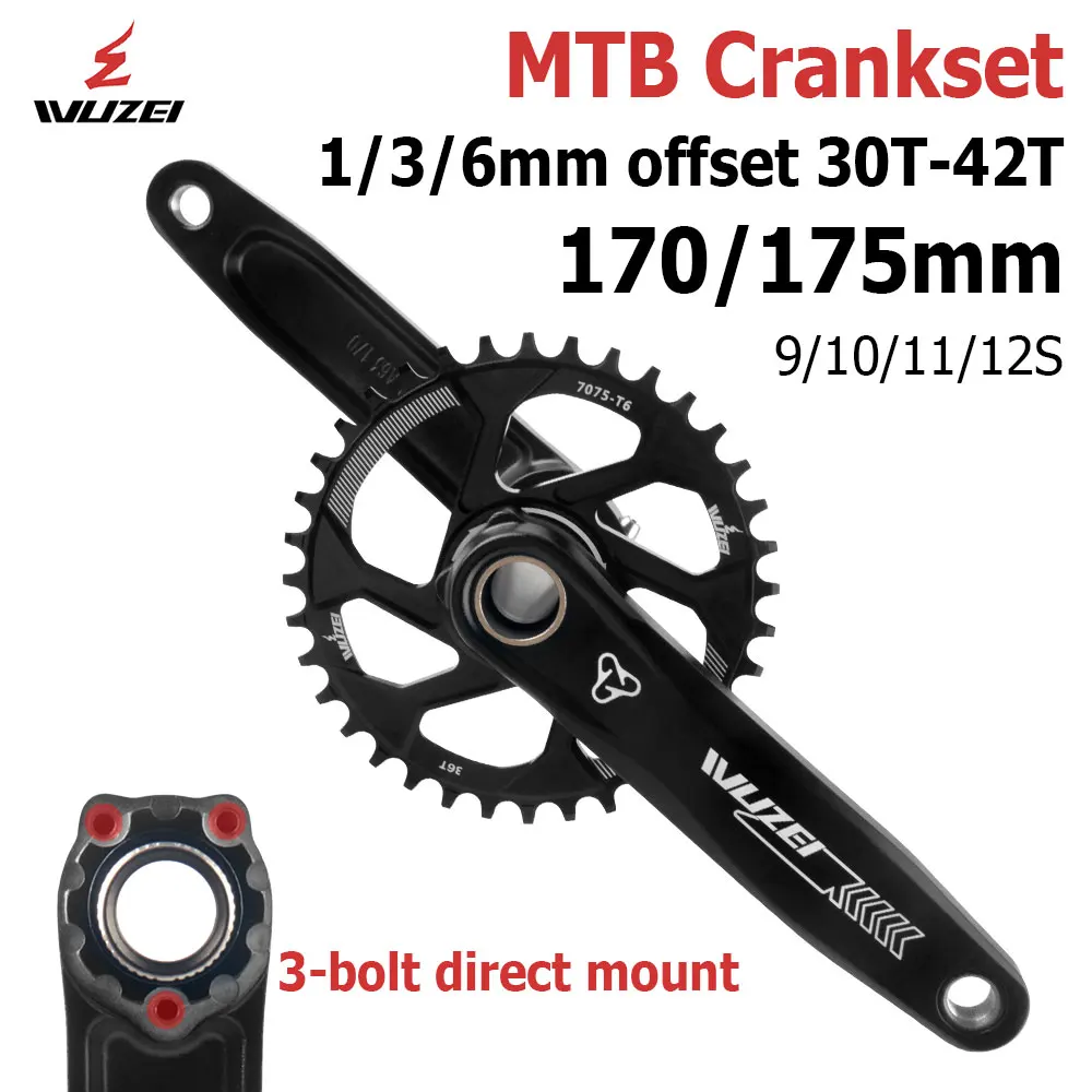 WUZEI MTB Crankset 3-bolt Direct Mount Sprocket 170 175mm 1 3 6mm Offset Mountain Bicycle Chainring 9 10 11 12S for SRAM GXP
WUZEI MTB Crankset 3-bolt Direct Mount Sprocket 170 175mm 1 3 6mm Offset Mountain Bicycle Chainring 9 10 11 12S for SRAM GXP