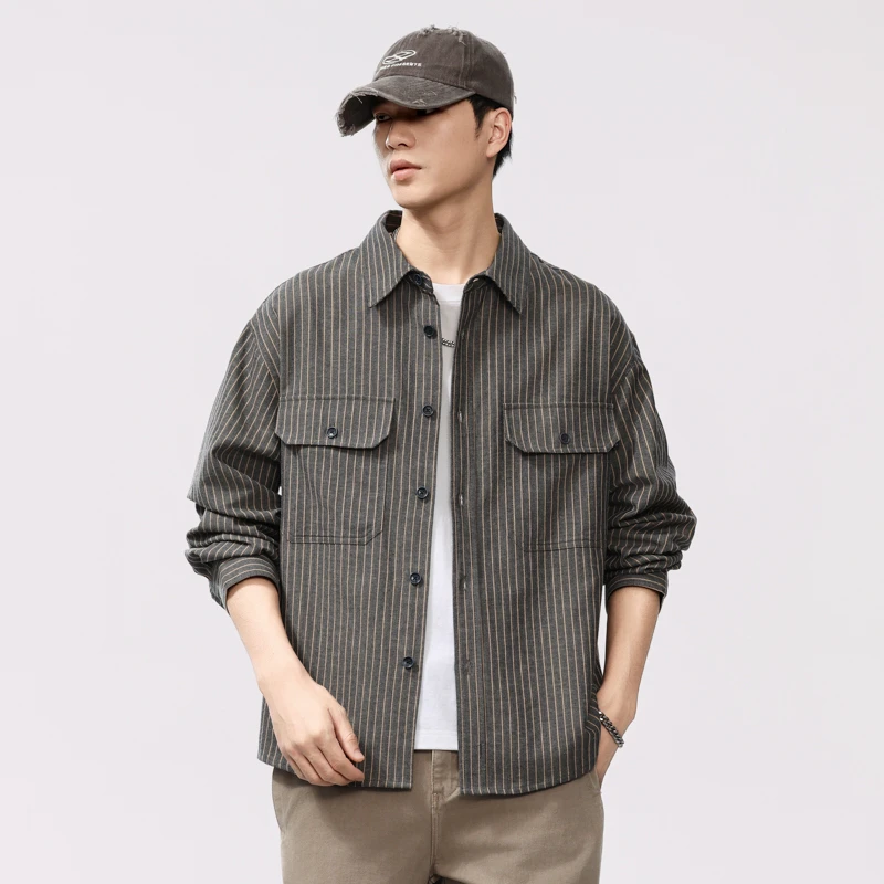 Men Cotton Linen Long Sleeve Streetwear Fashion Loose Casual Vintage Stripe Cargo Shirts Cityboy Plus Size Blouses Coat
Men Cotton Linen Long Sleeve Streetwear Fashion Loose Casual Vintage Stripe Cargo Shirts Cityboy Plus Size Blouses Coat