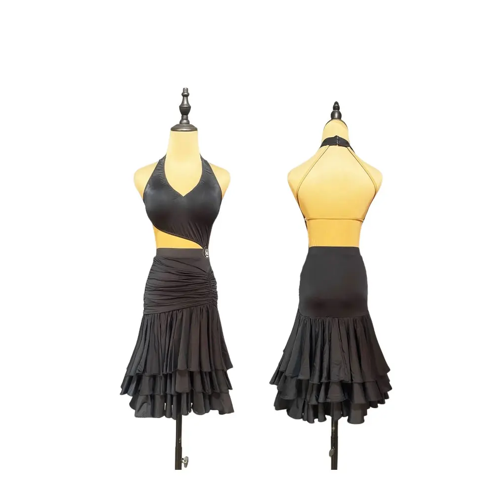 Adult Women's Latin Dance Costume Performance Practice Multi layer Lotus Leaf Swing Wrap Hip Black Pool Samba Dress
Adult Women's Latin Dance Costume Performance Practice Multi layer Lotus Leaf Swing Wrap Hip Black Pool Samba Dress