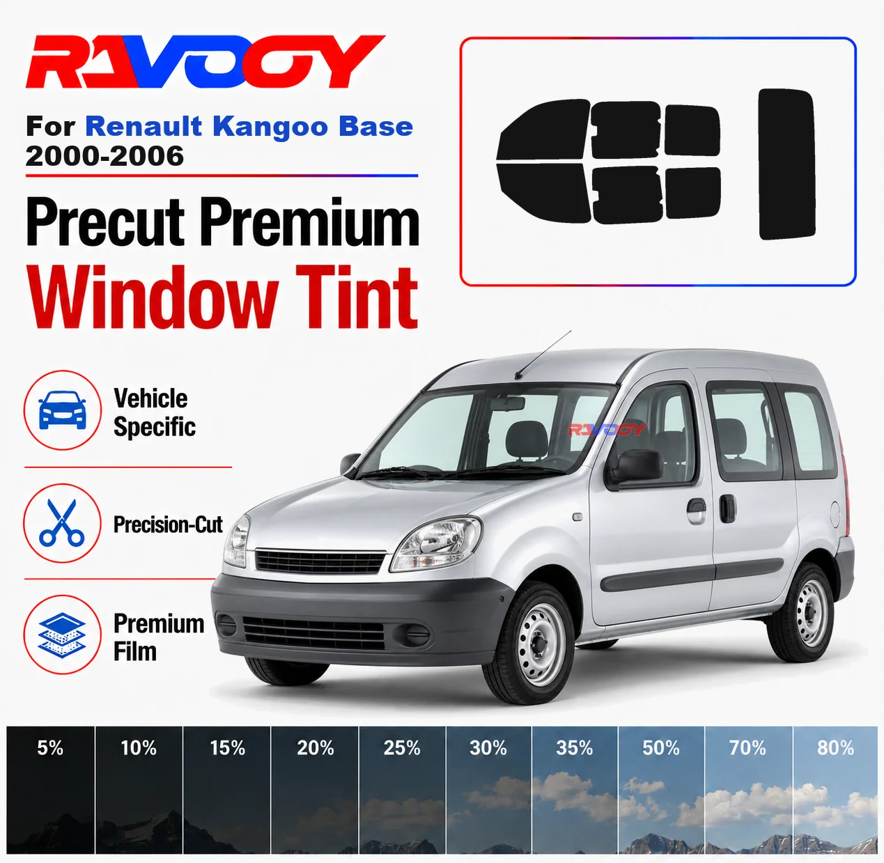 Premium Precut Window Tint Kit Front Rear Windows Rear Windshield For Renault Kangoo Base 2000-2006 Car Solar Nano Ceramic Film
Premium Precut Window Tint Kit Front Rear Windows Rear Windshield For Renault Kangoo Base 2000-2006 Car Solar Nano Ceramic Film