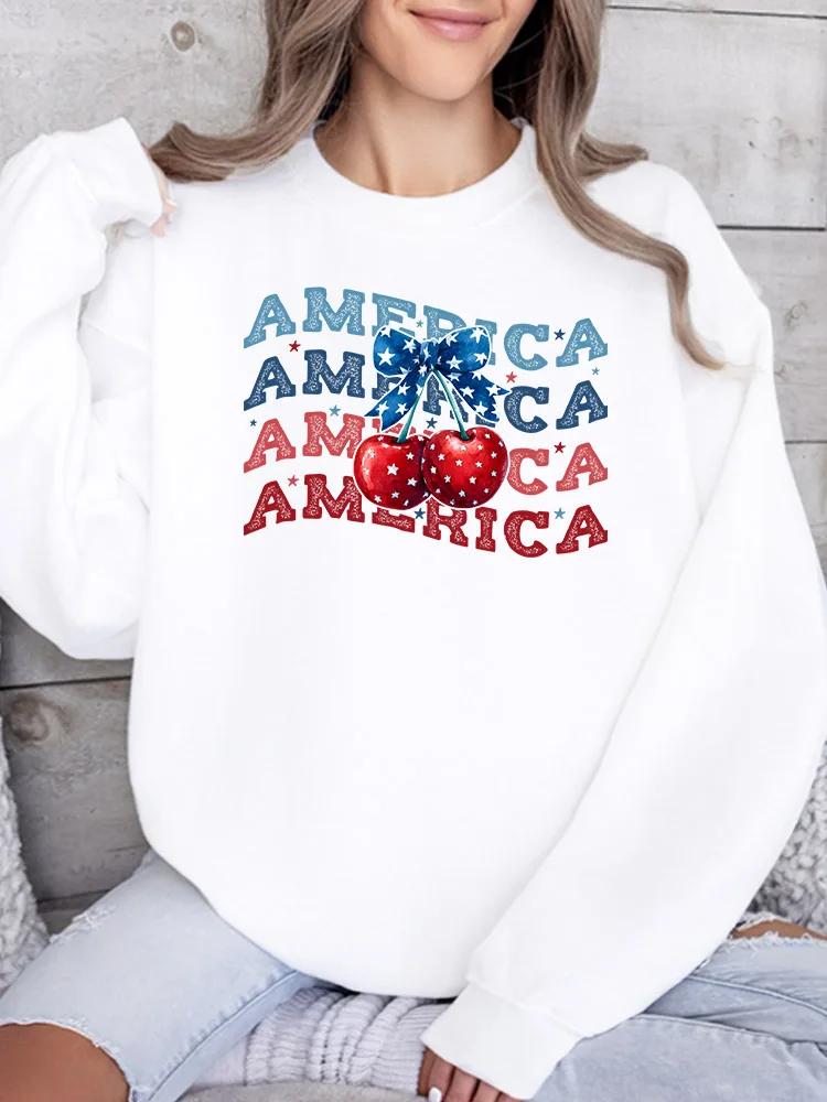 America and Cherry Women's Graphic Crewneck Sweatshirt Casual Long Sleeve Pullover, Loose Fit Streetwear for Fall Winter
America and Cherry Women's Graphic Crewneck Sweatshirt Casual Long Sleeve Pullover, Loose Fit Streetwear for Fall Winter