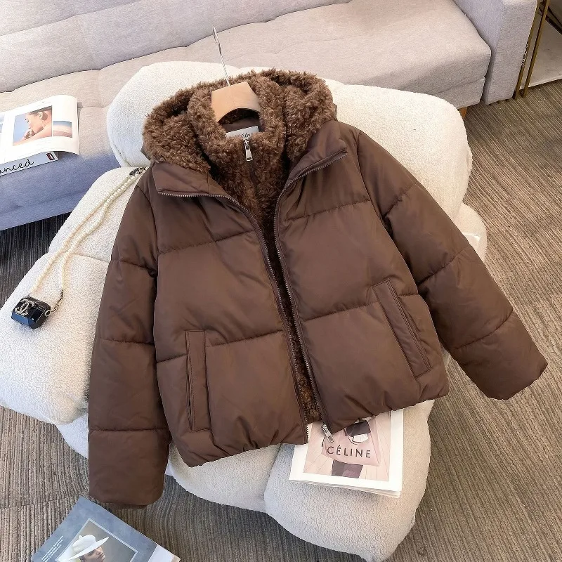 Lamb Wool Large Fur Collar Women's Parkas Short Coat Hooded Winter Down Cotton-padded Jacket Female Snow Outwear
Lamb Wool Large Fur Collar Women's Parkas Short Coat Hooded Winter Down Cotton-padded Jacket Female Snow Outwear