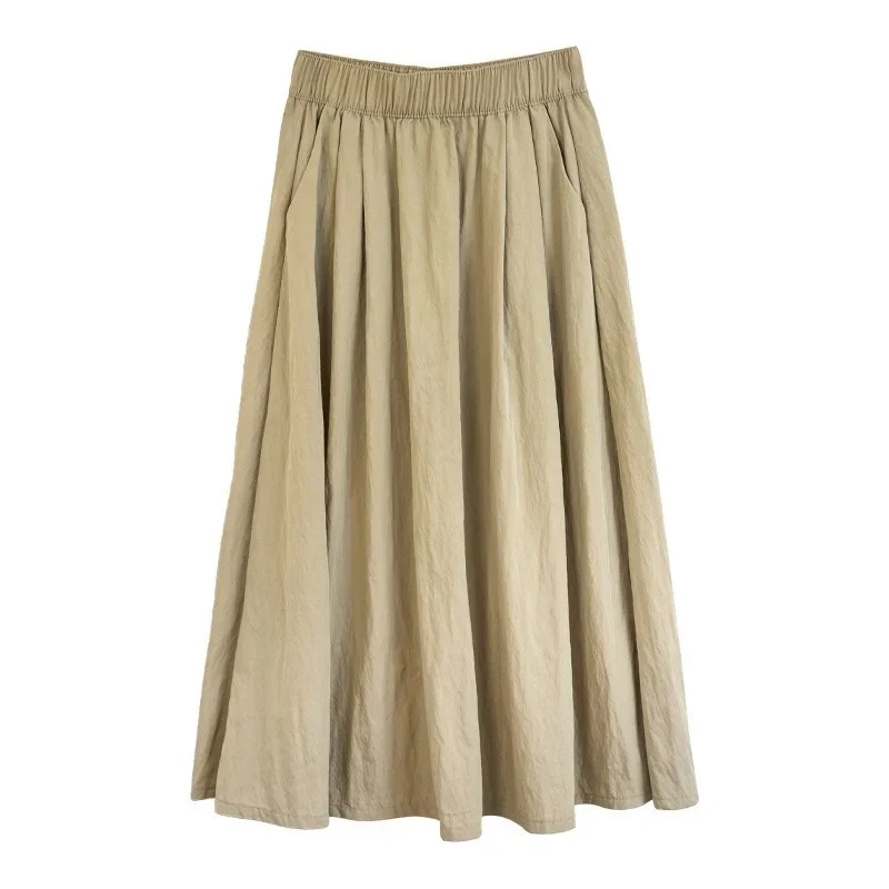 Solid Casual A-Line Skirt For Women 2024 Summer Vintage Women's High Waist Pleated Midi Skirt Office Lady Loose Elastic Skirt
Solid Casual A-Line Skirt For Women 2024 Summer Vintage Women's High Waist Pleated Midi Skirt Office Lady Loose Elastic Skirt