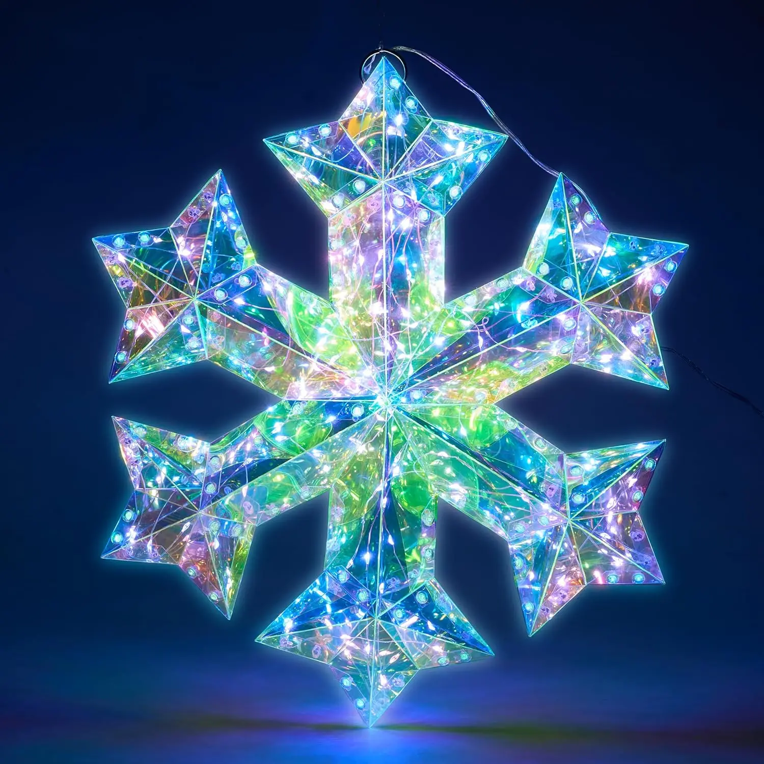 JOYFY 15 in Prismatic Iridescent Snowflake Light Prismatic Christmas Decor 100 LED Cool White Lights for Indoor Christmas Décor
JOYFY 15 in Prismatic Iridescent Snowflake Light Prismatic Christmas Decor 100 LED Cool White Lights for Indoor Christmas Décor