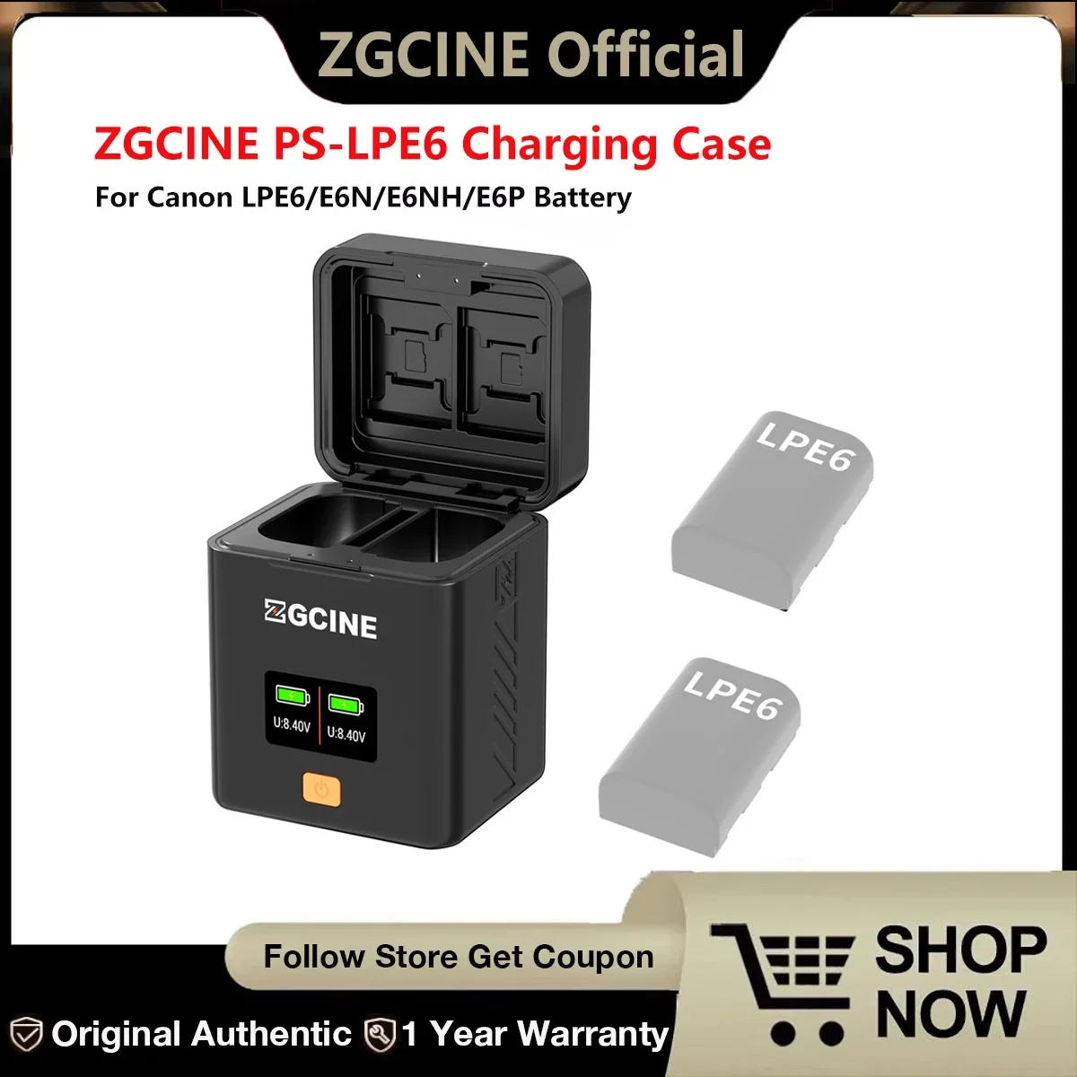 ZGCINE PS-LPE6 Dual USB-C Charger Case Box with PD Fast Charging for Canon LPE6/E6N/E6NH/E6P Battery,ZG PS LPE6,lpe6 Battery
ZGCINE PS-LPE6 Dual USB-C Charger Case Box with PD Fast Charging for Canon LPE6/E6N/E6NH/E6P Battery,ZG PS LPE6,lpe6 Battery
