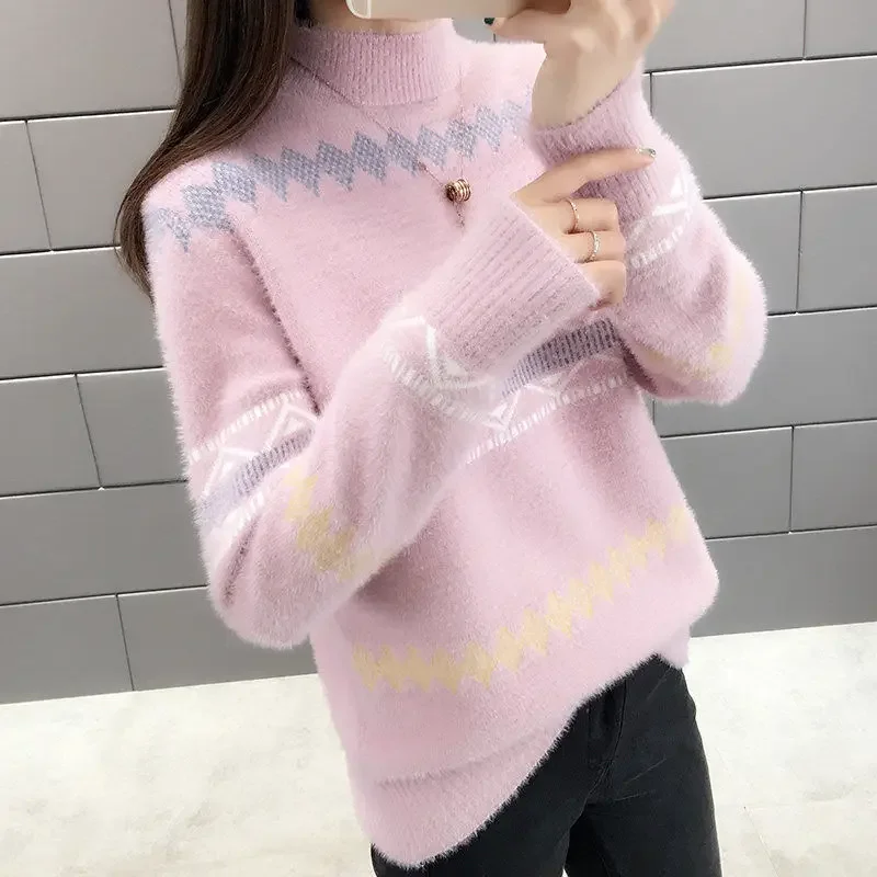 Новинка 2023 года, осенний женский модный свитер с полуводолазкой, свободный повседневный лоскутный пуловер из искусственного меха норки, кашемировые вязаные пуловеры W534
Новинка 2023 года, осенний женский модный свитер с полуводолазкой, свободный повседневный лоскутный пуловер из искусственного меха норки, кашемировые вязаные пуловеры W534