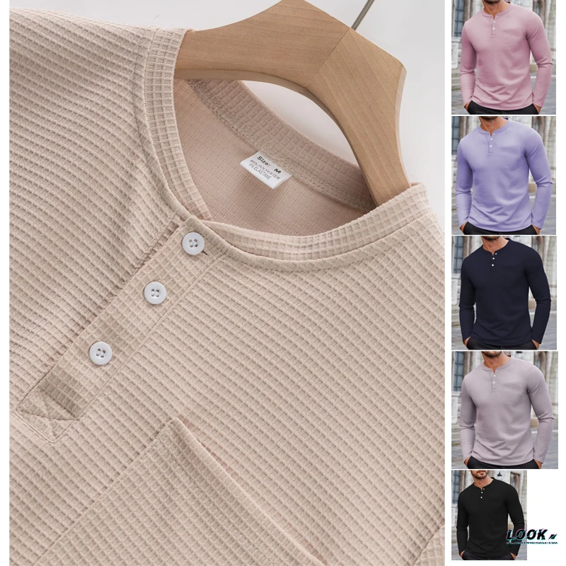 Качественная мужская рубашка на пуговицах с длинными рукавами и пуговицами: повседневная футболка-поло с круглым вырезом в сетку на весну/осень
Качественная мужская рубашка на пуговицах с длинными рукавами и пуговицами: повседневная футболка-поло с круглым вырезом в сетку на весну/осень