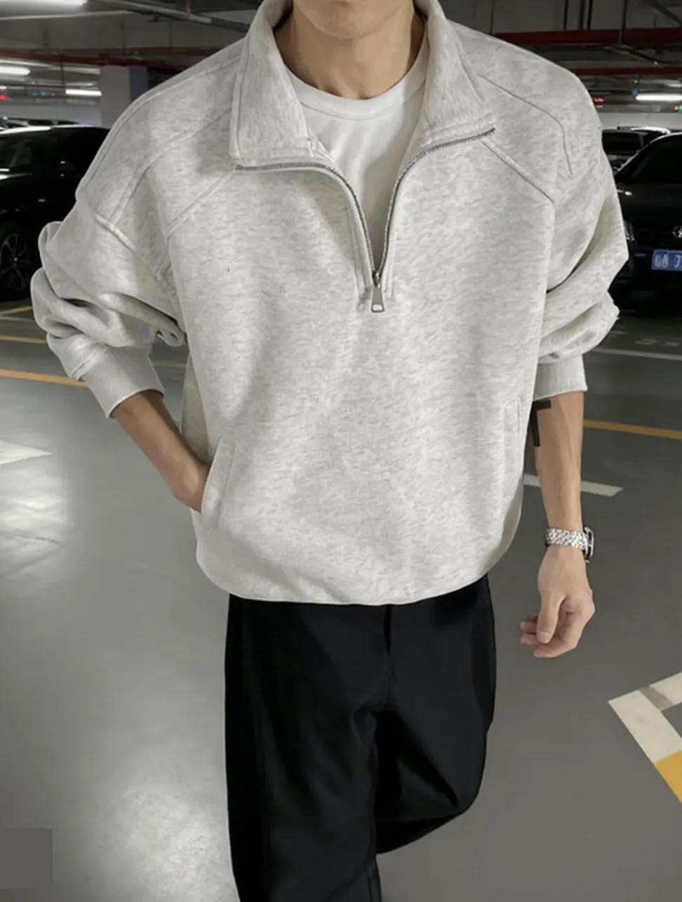 Spring Heavyweight New White Grey Zipper Hoodie Men's Casual Flip Collar Sweatshirt American Style Versatile Long Sleeve Top
Spring Heavyweight New White Grey Zipper Hoodie Men's Casual Flip Collar Sweatshirt American Style Versatile Long Sleeve Top