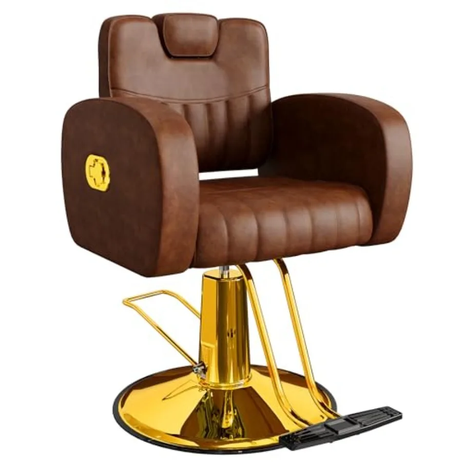 Ergonomic Brown and Gold Salon Chair with Comfortable Thickened Cushions, Heavy Duty Reclining Stylist Chair for Hair braiding,
Ergonomic Brown and Gold Salon Chair with Comfortable Thickened Cushions, Heavy Duty Reclining Stylist Chair for Hair braiding,
