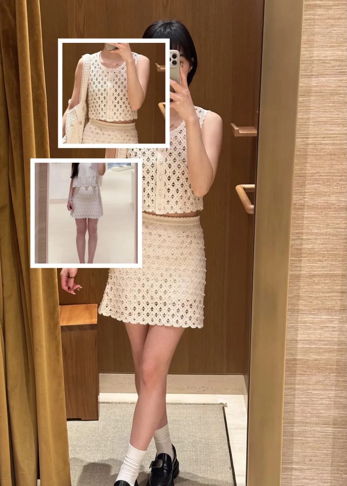 Woven Pattern Hollow Out Women Vest Pearl Buttons Round Neck Top + A-line Mini Skirt for Lady Spring Summer 2026
Woven Pattern Hollow Out Women Vest Pearl Buttons Round Neck Top + A-line Mini Skirt for Lady Spring Summer 2026