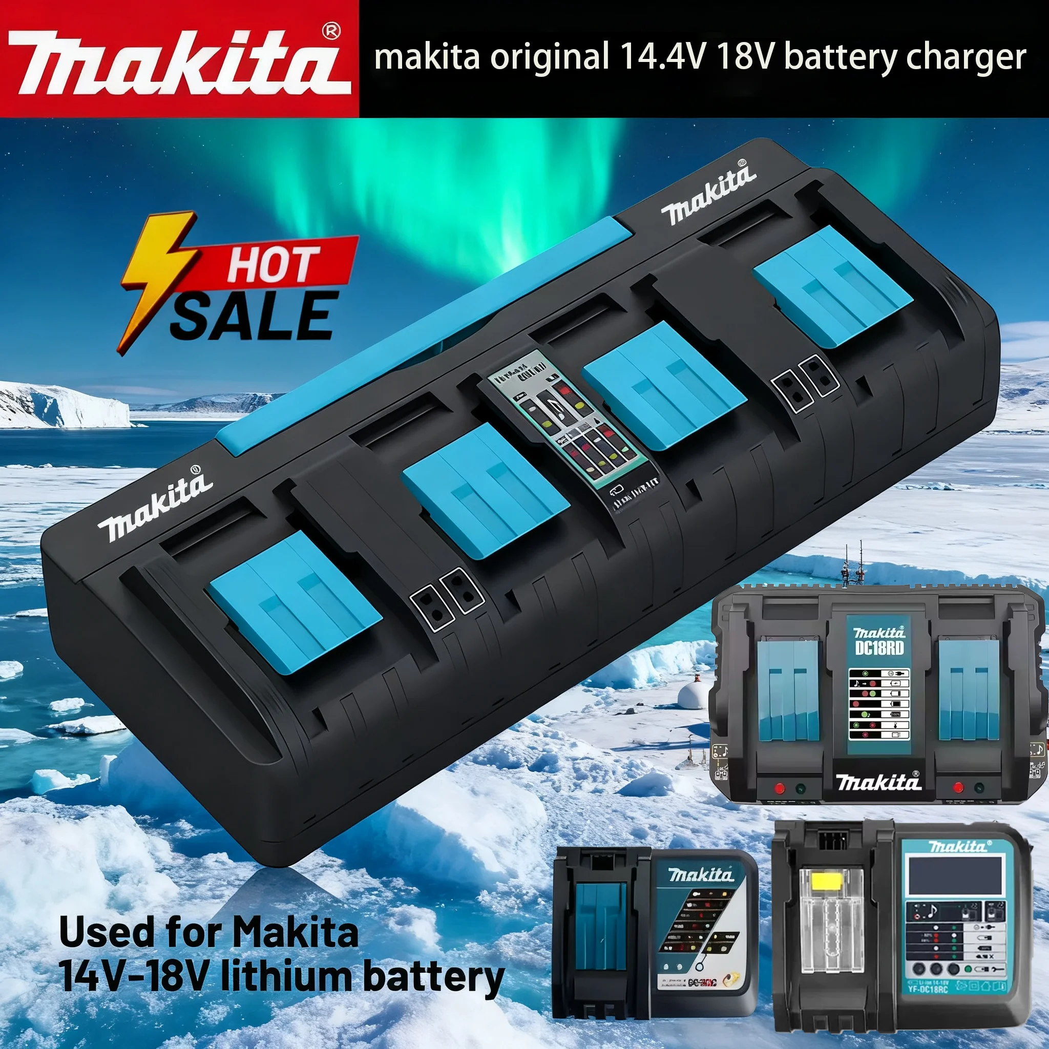 Makita 4-Port High-Speed Charger + 18V Original Battery Set, DC18RC DC18RA, Works with 14.4V Lithium Power Tool Batteries
Makita 4-Port High-Speed Charger + 18V Original Battery Set, DC18RC DC18RA, Works with 14.4V Lithium Power Tool Batteries