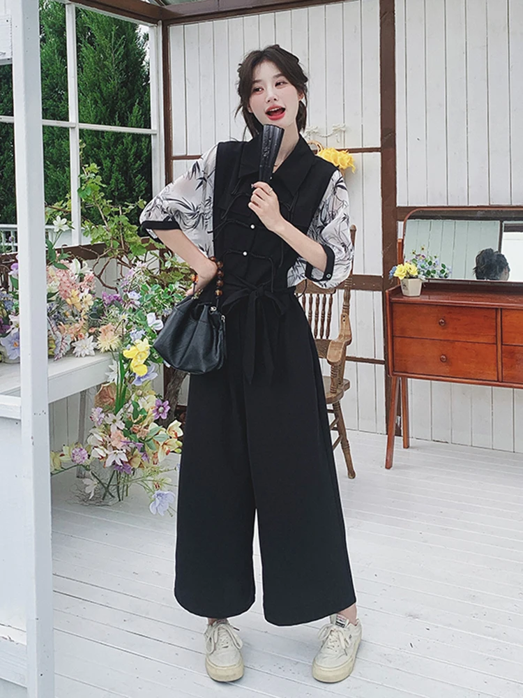 New Chinese Style Black Button Onesie Women's Summer 2026 Elegant Design Splice Waist Slim Wide Leg Pants Commute Style
New Chinese Style Black Button Onesie Women's Summer 2026 Elegant Design Splice Waist Slim Wide Leg Pants Commute Style