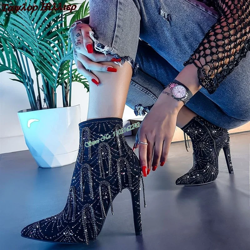 Sexy Tassel Rhinestone Short Boots Autumn New Pointed Toe Stiletto Side Zipper Versatile Fashion Party Nude Boots For Women 47
Sexy Tassel Rhinestone Short Boots Autumn New Pointed Toe Stiletto Side Zipper Versatile Fashion Party Nude Boots For Women 47