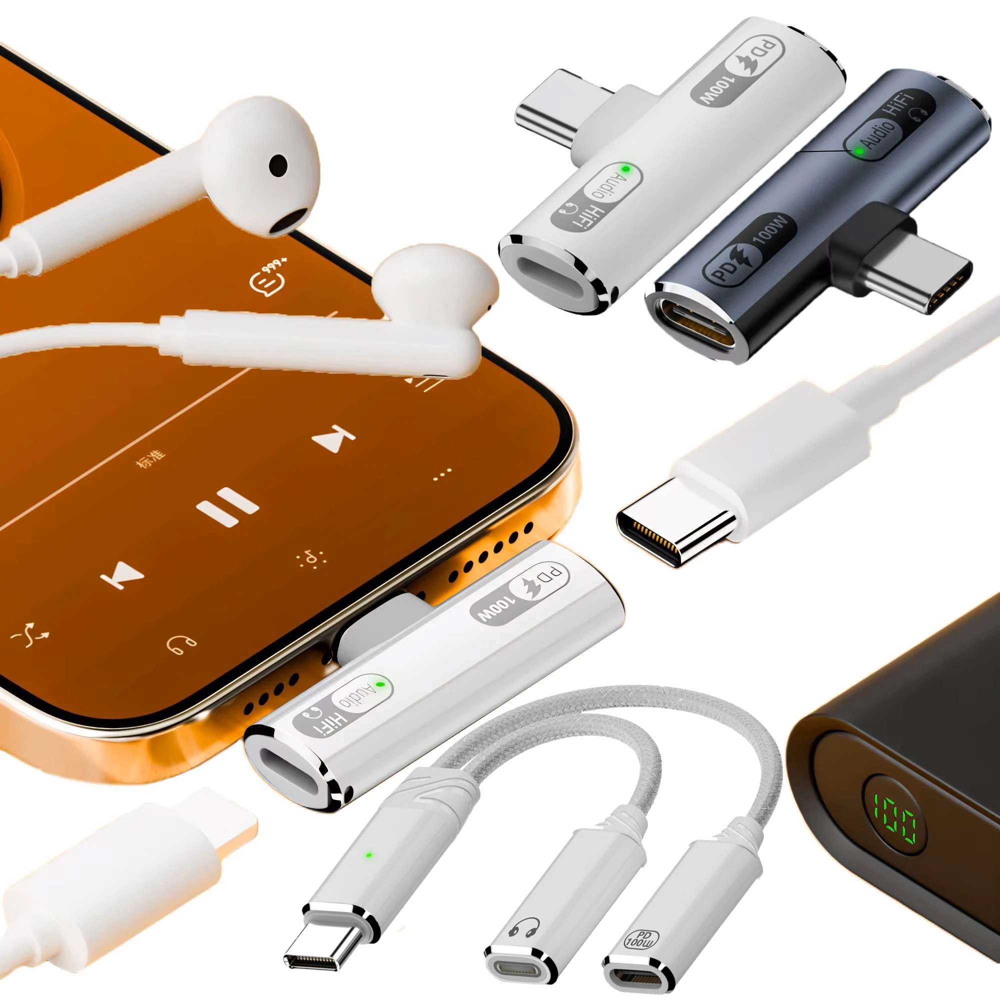 USB C Headphone Jack and Charger 2 in 1 Adapter Type-C to IOS 8Pin Wired Earphone with PD 100W Fast Charging for Phone 15 16
USB C Headphone Jack and Charger 2 in 1 Adapter Type-C to IOS 8Pin Wired Earphone with PD 100W Fast Charging for Phone 15 16