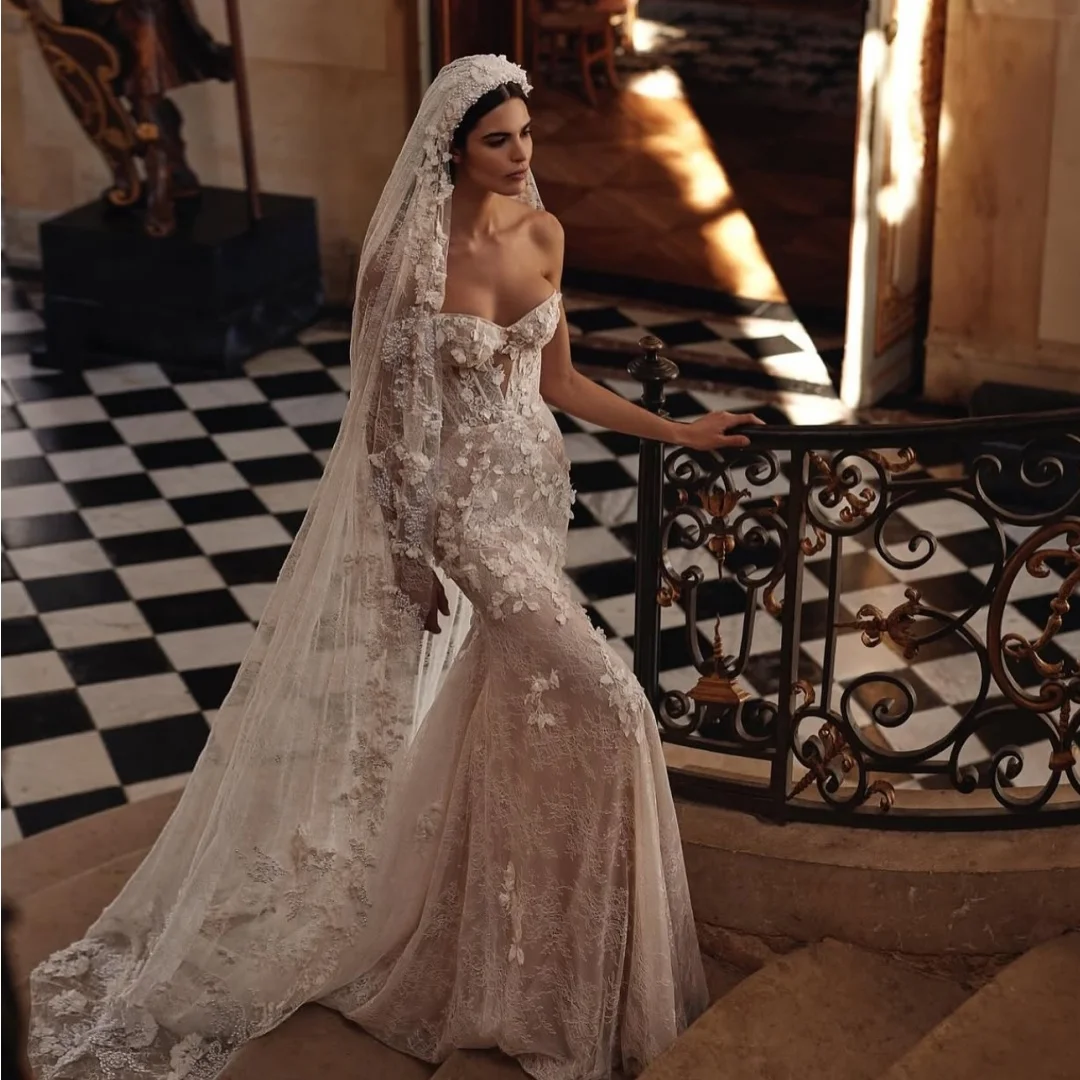 Retro Lace Mermaid Wedding Dresses Off the Shoulder Appliques Vestido de Novia Customized Illusion Sexy Vestidos
Retro Lace Mermaid Wedding Dresses Off the Shoulder Appliques Vestido de Novia Customized Illusion Sexy Vestidos