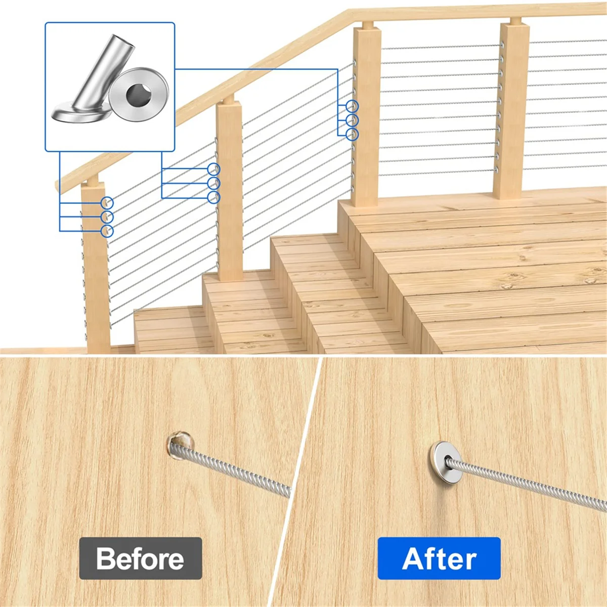 PA-40Pack 30 Degree 3/16In Angle Beveled Protector Sleeves, Wood Post Protector for 1/8In 5/32In 3/16In Stair Cable
PA-40Pack 30 Degree 3/16In Angle Beveled Protector Sleeves, Wood Post Protector for 1/8In 5/32In 3/16In Stair Cable