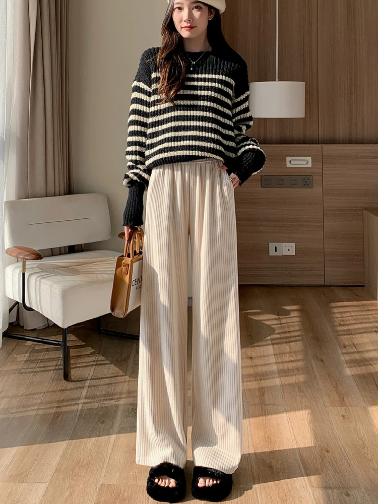 JMPRS Velvet Thick Casual Pants Women Autumn Winter Fashion Elastic Waist Wide Leg Trousers Female Loose Straight Baggy Pants
JMPRS Velvet Thick Casual Pants Women Autumn Winter Fashion Elastic Waist Wide Leg Trousers Female Loose Straight Baggy Pants