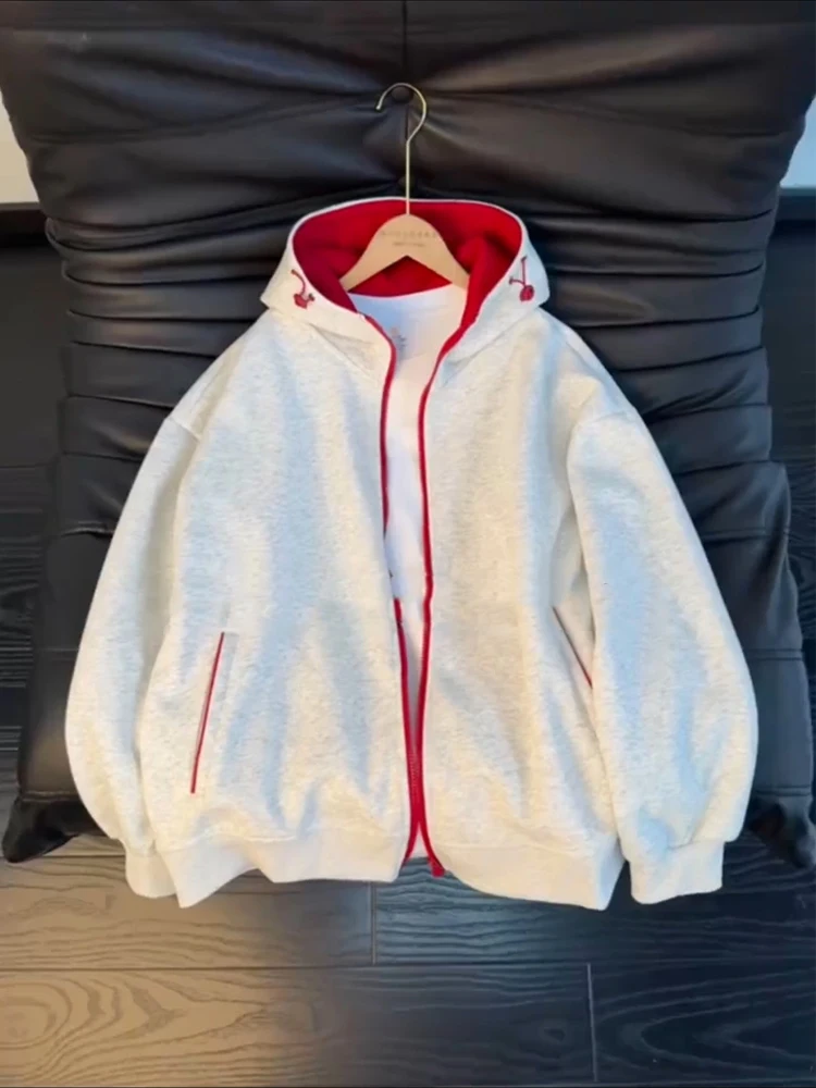 Retro American Zipper Open Cardigan Hoodie Men's Loose Fit Cleanfit Couple's Spring Lazy Contrast Color Coat Long Sve
Retro American Zipper Open Cardigan Hoodie Men's Loose Fit Cleanfit Couple's Spring Lazy Contrast Color Coat Long Sve
