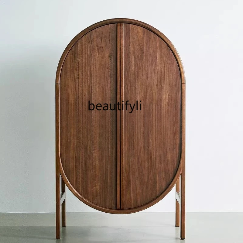 Nordic solid wood walnut color, creative arched storage cabinet, modern simple high cabinet
Nordic solid wood walnut color, creative arched storage cabinet, modern simple high cabinet
