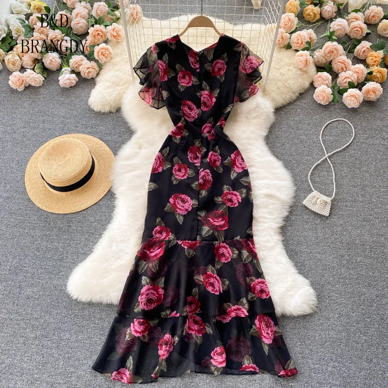 BRANGDY Brand 2024 emperament Robe Femme V-neck Maxi Dresses for Women Floral Chiffon Bodycon Fishtail Dress Vestidos Feminino
BRANGDY Brand 2024 emperament Robe Femme V-neck Maxi Dresses for Women Floral Chiffon Bodycon Fishtail Dress Vestidos Feminino
